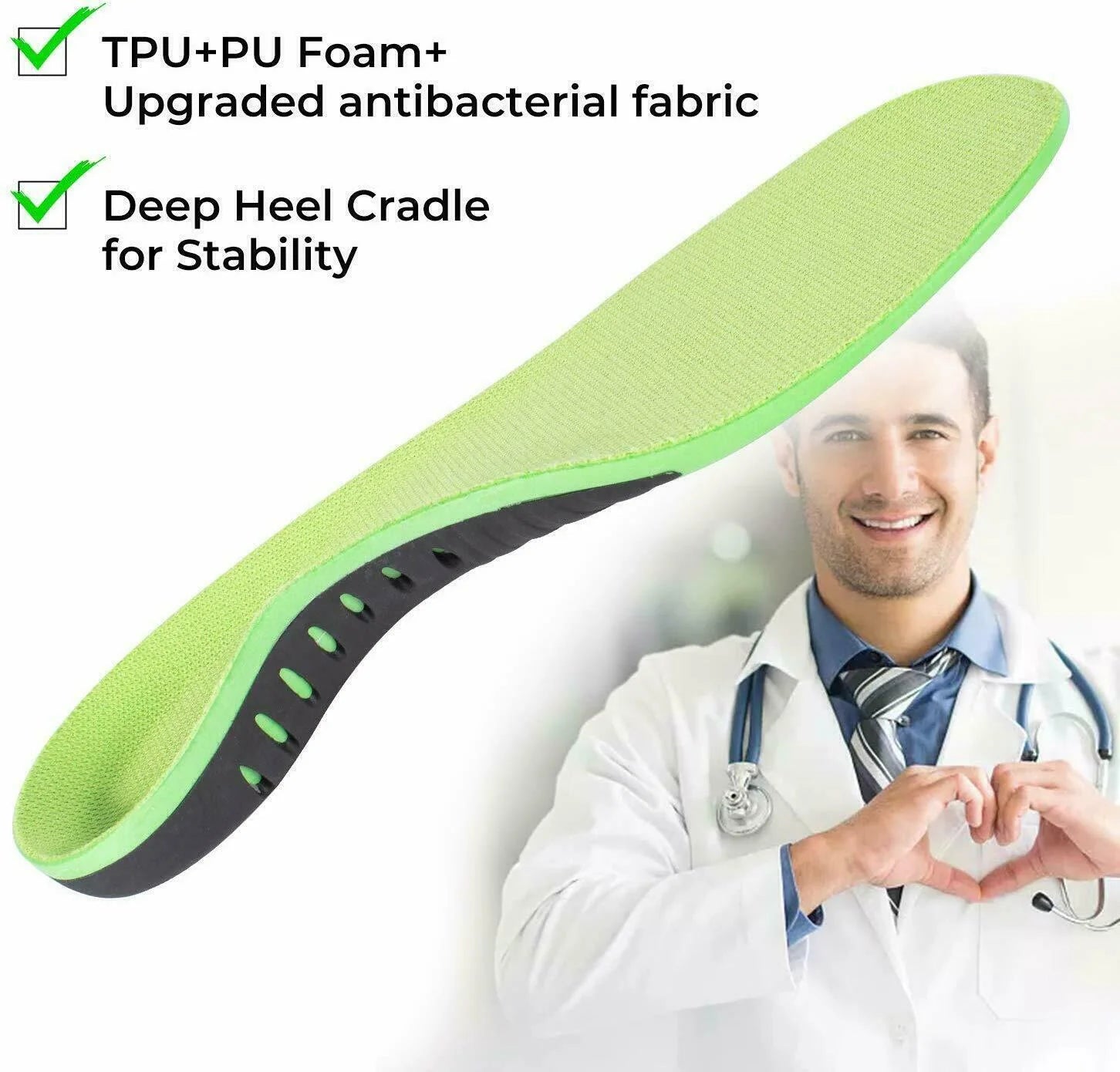 Orthotic Shoe Insoles Inserts Flat Feet High Arch Support for Plantar Fasciitis