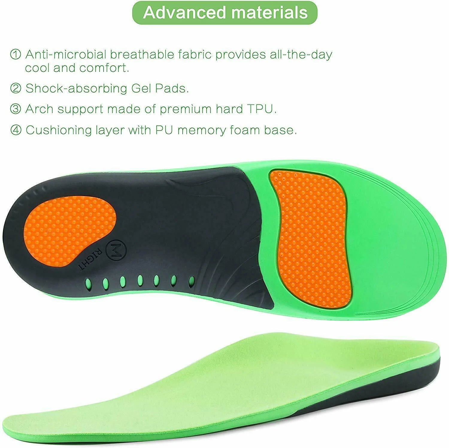 Orthotic Shoe Insoles Inserts Flat Feet High Arch Support for Plantar Fasciitis
