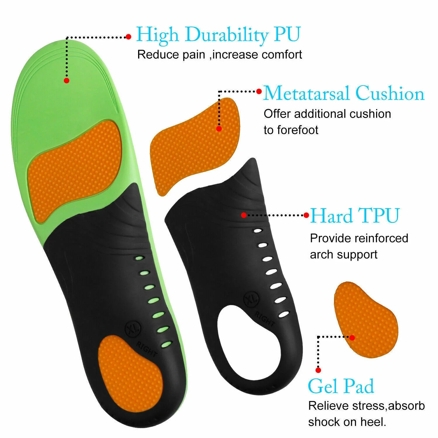 Orthotic Shoe Insoles Inserts Flat Feet High Arch Support for Plantar Fasciitis